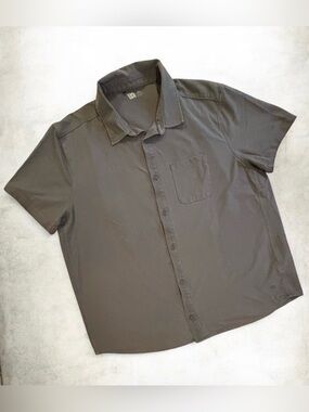 VRST Men’s Refined Knit Short Sleeve Button Down Shirt Gray Size XXL